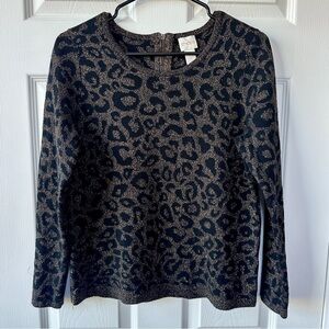 CHICO’S Metallic Leopard Print Wool Blend Sweater. Size 1